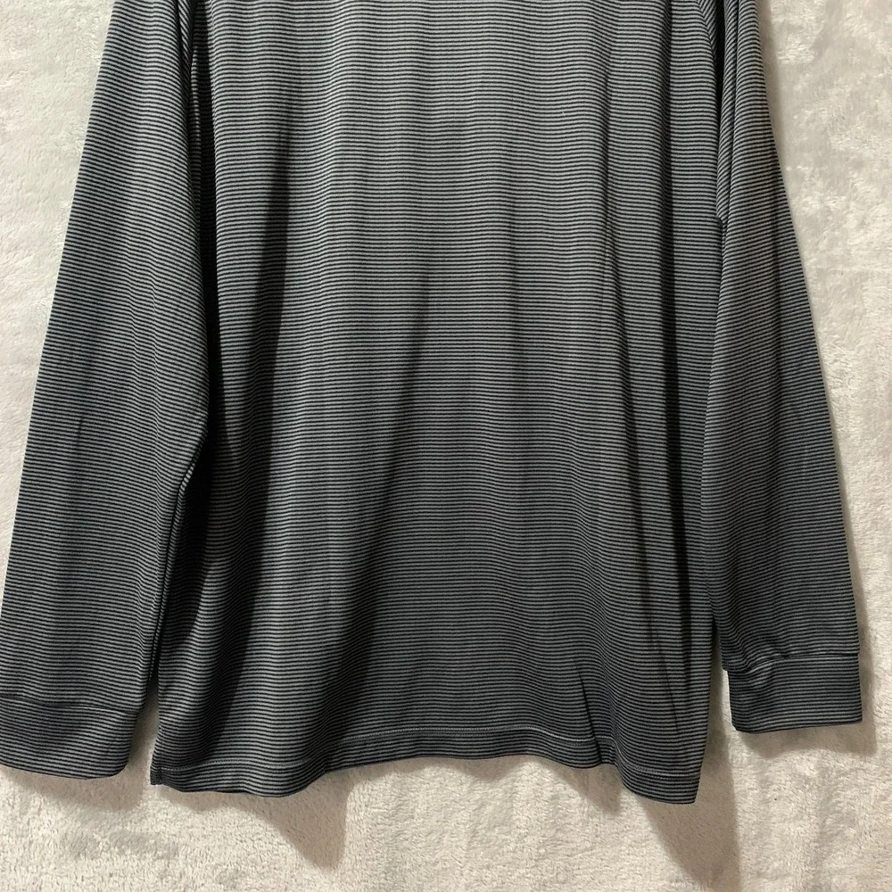 Three Sixty Six Mens 1/4 Zip Pullover XL‎ Black Gray Striped Long Sleeve Golf